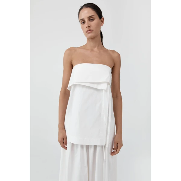 St. Agni Strapless Wrap Top in Off White, view 2