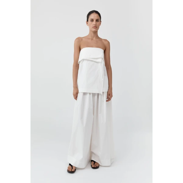 St. Agni Strapless Wrap Top in Off White, view 3