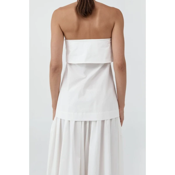 St. Agni Strapless Wrap Top in Off White, view 4
