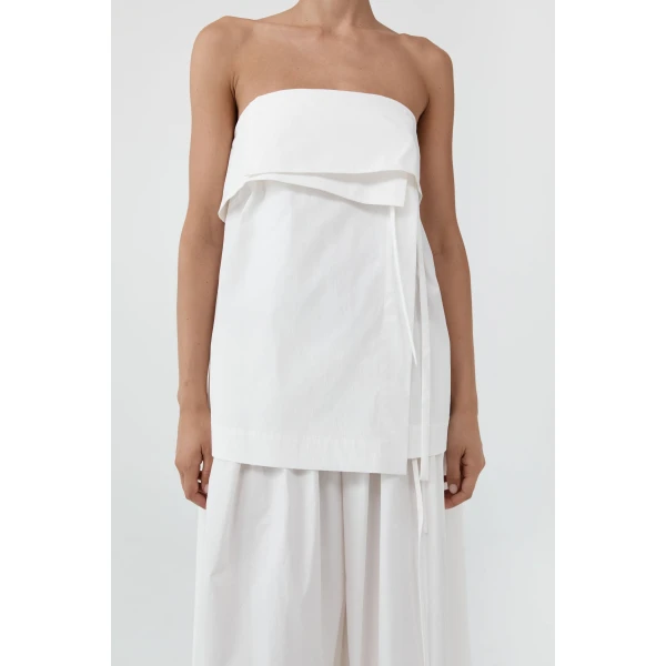 St. Agni Strapless Wrap Top in Off White, view 5