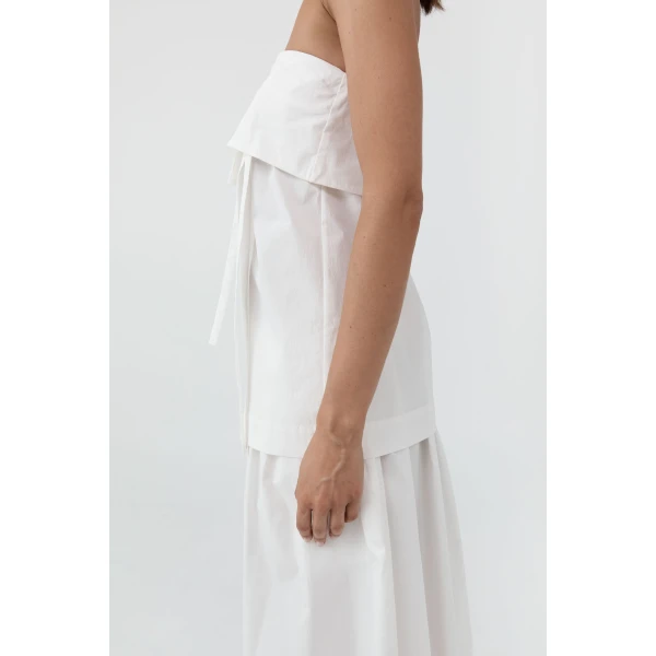 St. Agni Strapless Wrap Top in Off White, view 6