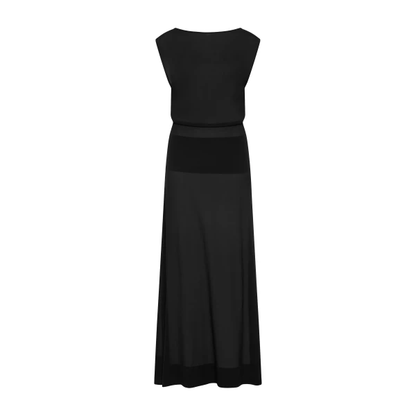 Stretch Silk Bateau Dress in Black