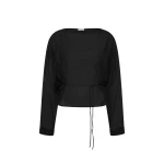 St. Agni Stretch Silk Bateau Top in Black