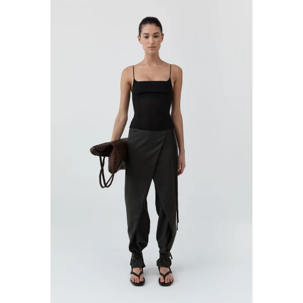 St. Agni Stretch Silk Cami in Black, view 4