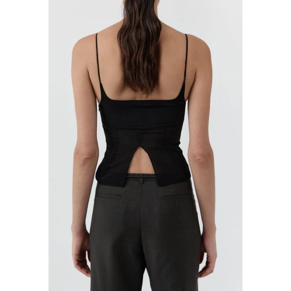 St. Agni Stretch Silk Cami in Black, view 6