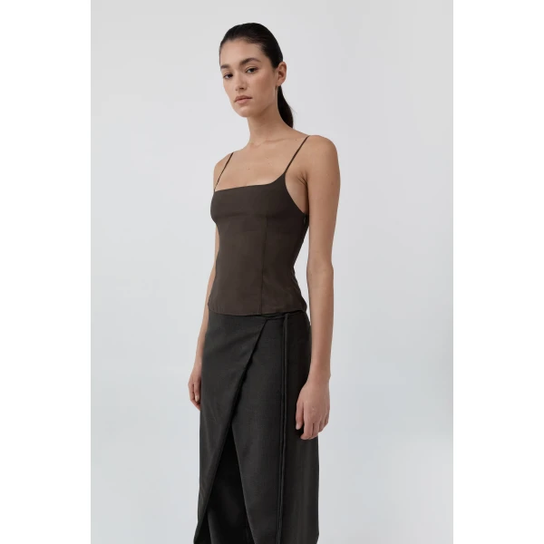 St. Agni Stretch Silk Cami in Cedar, view 3