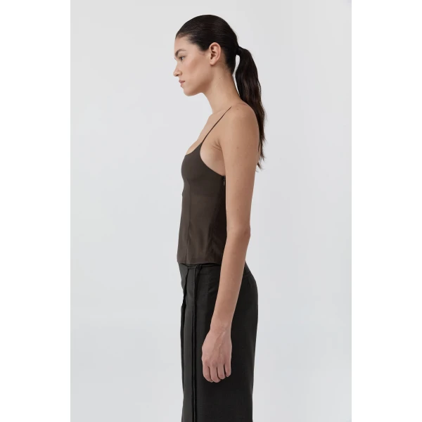 St. Agni Stretch Silk Cami in Cedar, view 4