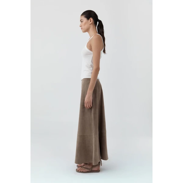 St. Agni Suede Circle Skirt in Earth, view 4