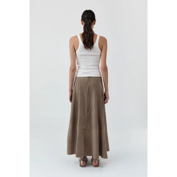 St. Agni Suede Circle Skirt in Earth, view 5