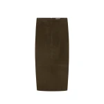 St. Agni Suede Column Skirt in Khaki