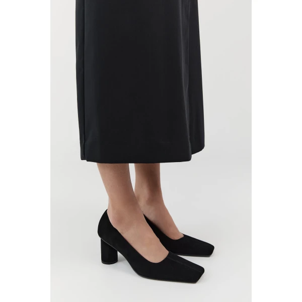 St. Agni Suede Cylinder Pump in Black, view 2