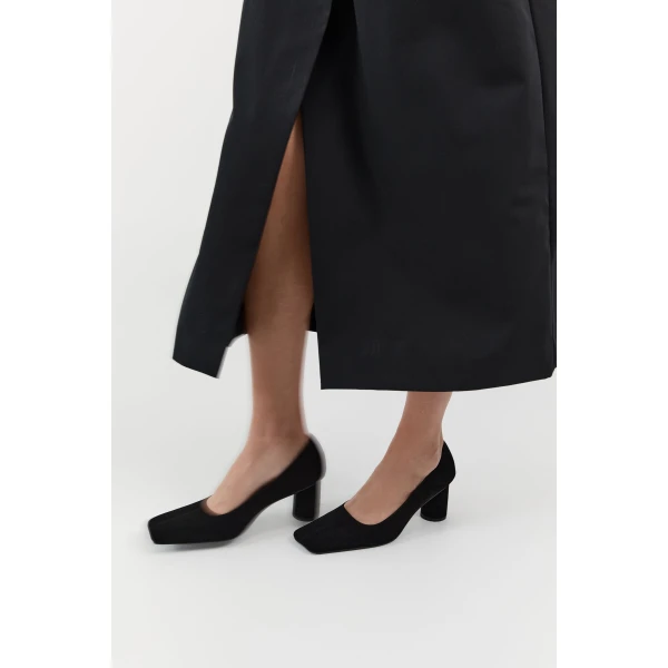 St. Agni Suede Cylinder Pump in Black, view 5
