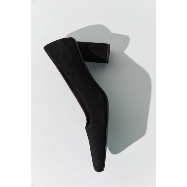 St. Agni Suede Cylinder Pump in Black, view 6