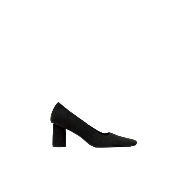 Suede Cylinder Pump in Black