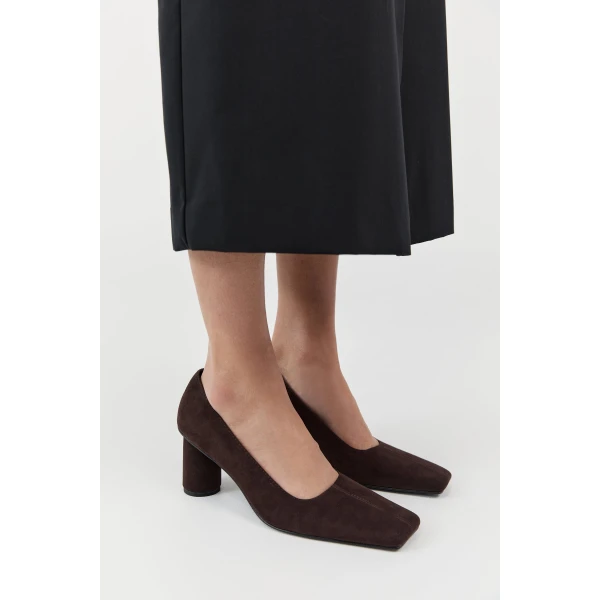 St. Agni Suede Cylinder Pump in Coffee, view 2