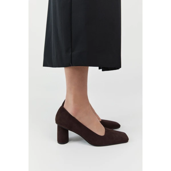 St. Agni Suede Cylinder Pump in Coffee, view 3