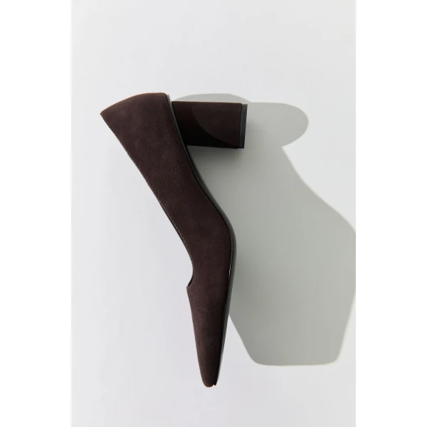 St. Agni Suede Cylinder Pump in Coffee, view 4