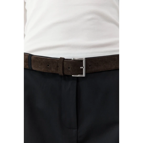 St. Agni Suede Homme Belt in Coffee, view 4