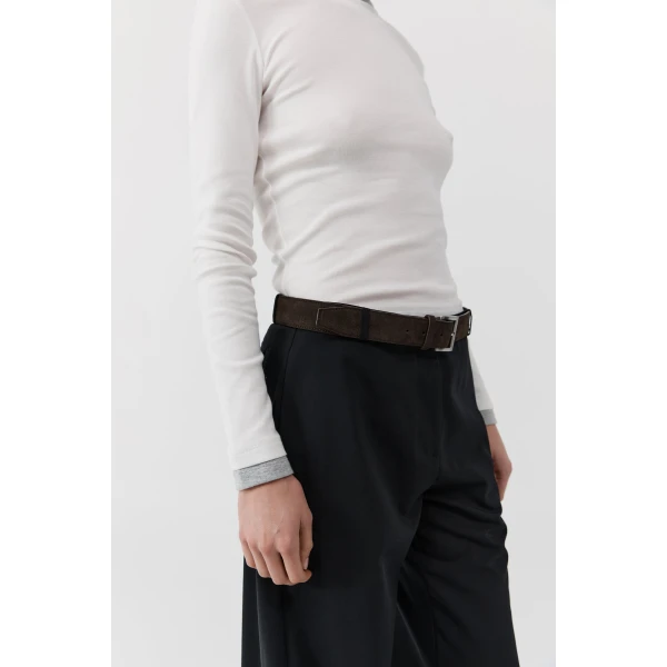 St. Agni Suede Homme Belt in Coffee, view 6