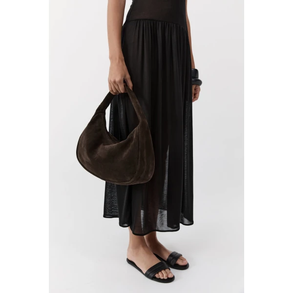 St. Agni Suede Large Bon Bon Bag in Coffee, view 3