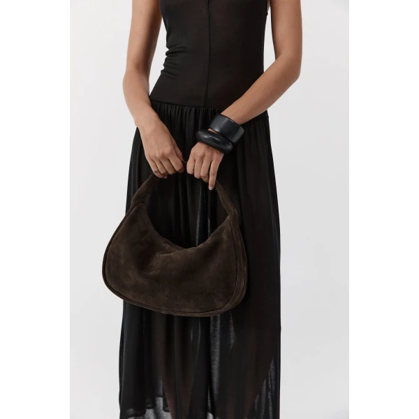 St. Agni Suede Large Bon Bon Bag in Coffee, view 4