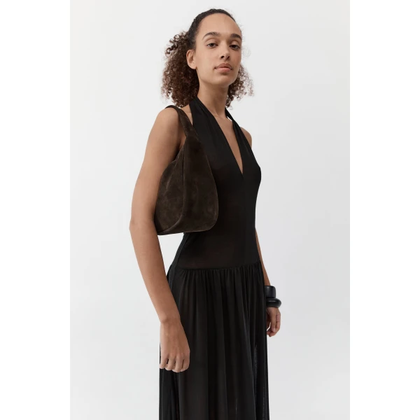 St. Agni Suede Large Bon Bon Bag in Coffee, view 6