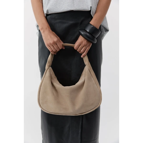 St. Agni Suede Large Bon Bon Bag in Rock, view 4