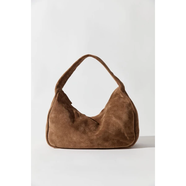 St. Agni Suede Large Bon Bon Bag in Toffee, view 2