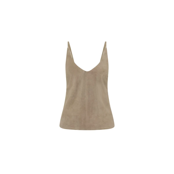 St. Agni Suede Low Back Tie Top in Earth