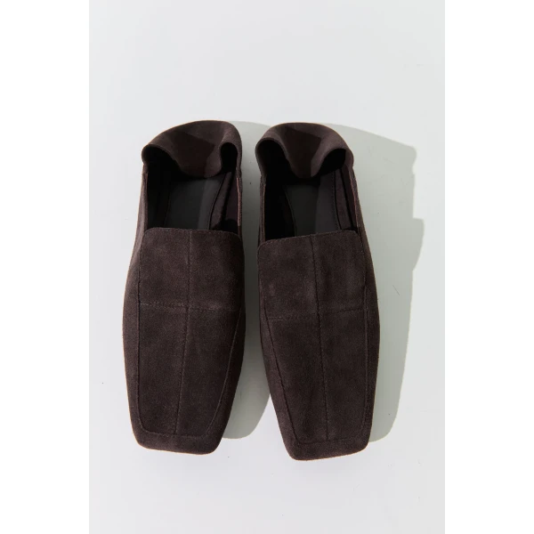 St. Agni Suede Minimal Flat Loafer in Coffee, view 4