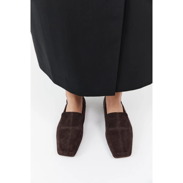 St. Agni Suede Minimal Flat Loafer in Coffee, view 5
