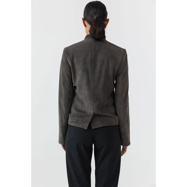 St. Agni Suede Moto Jacket in Steel, view 5
