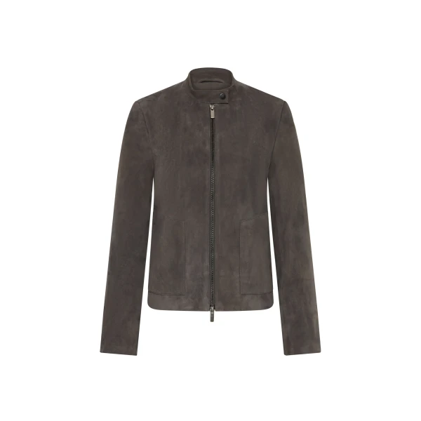 Suede Moto Jacket in Steel