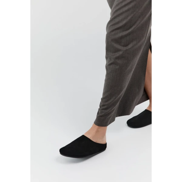 St. Agni Suede Mule in Black, view 2