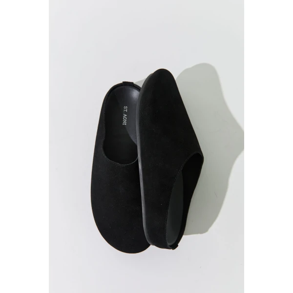 St. Agni Suede Mule in Black, view 4