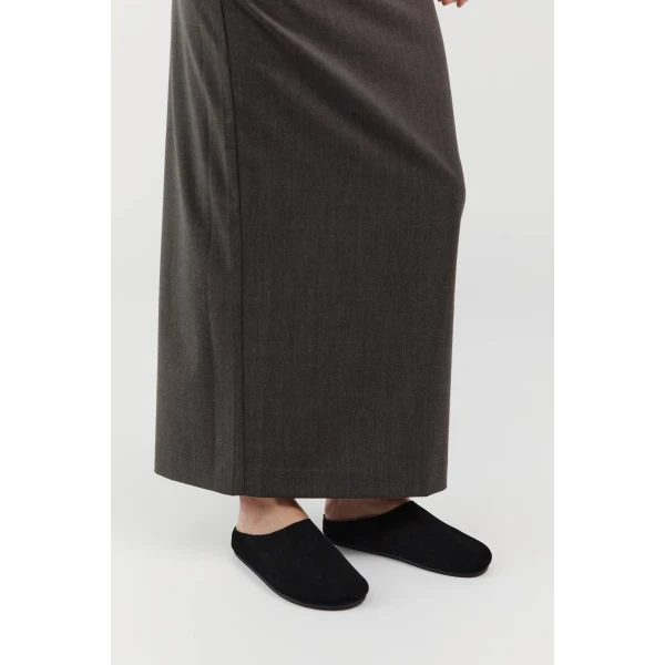 St. Agni Suede Mule in Black, view 6