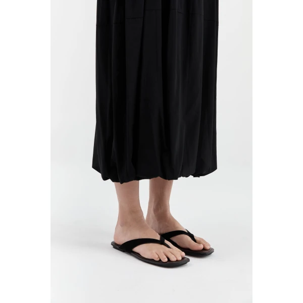 St. Agni Suede Opanka Slide in Black and Coffee, view 5