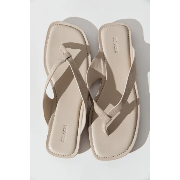 St. Agni Suede Opanka Slide in Papyrus, view 3