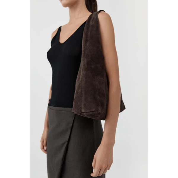St. Agni Suede Soft Bag in Coffee, view 4