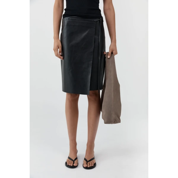 St. Agni Suede Soft Bag in Pebble, view 3