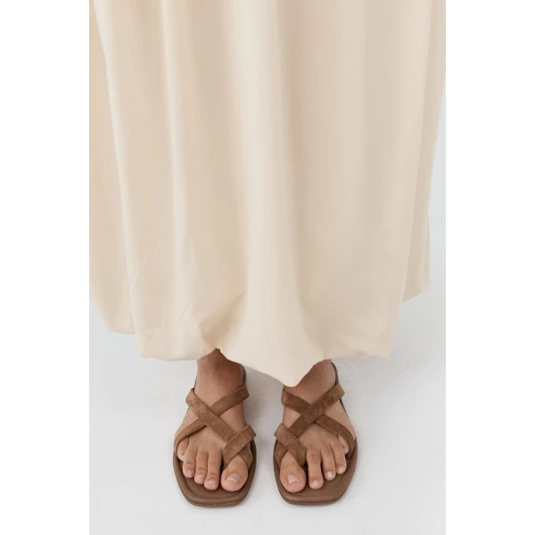 St. Agni Suede Soft Strap Slide in Toffee, view 4