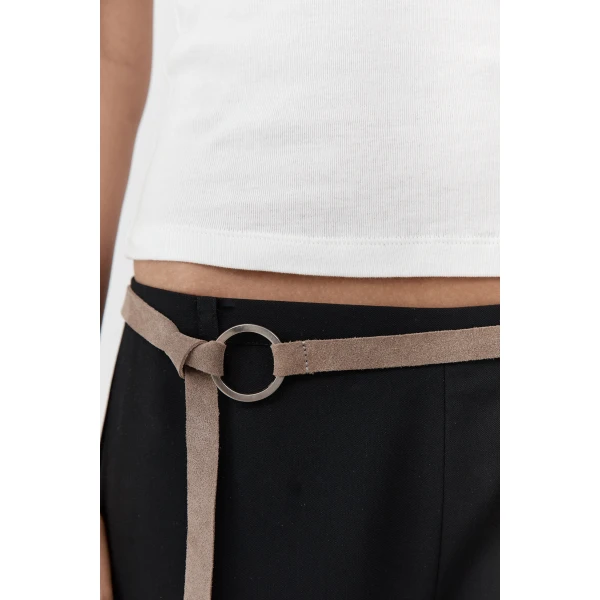St. Agni Suede Tie Belt in Almond, view 3