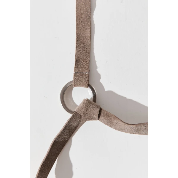 St. Agni Suede Tie Belt in Almond, view 4