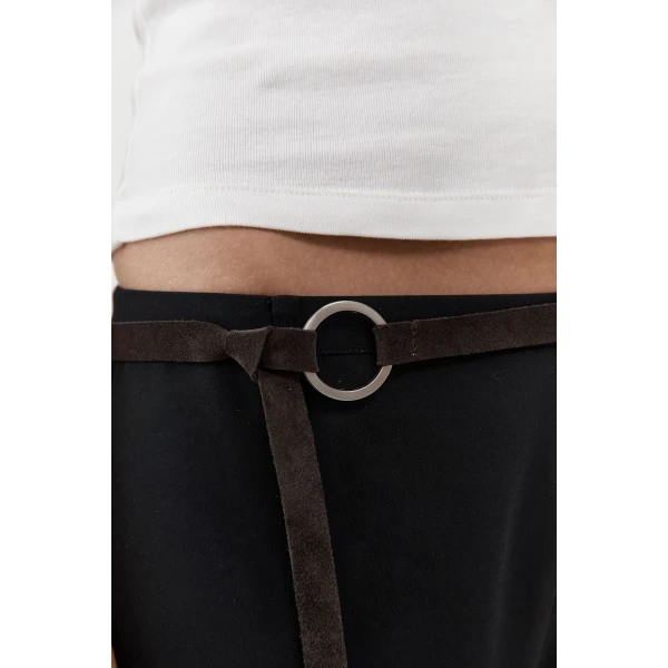 St. Agni Suede Tie Belt in Coffee, view 3