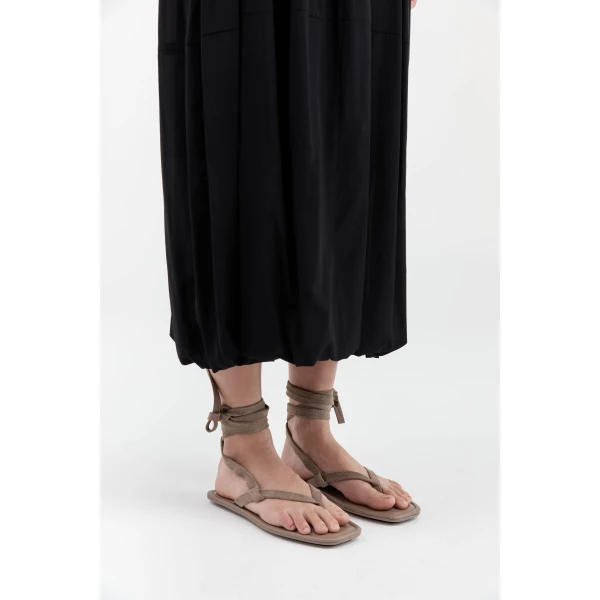 St. Agni Suede Tie Up Sandal in Almond, view 6