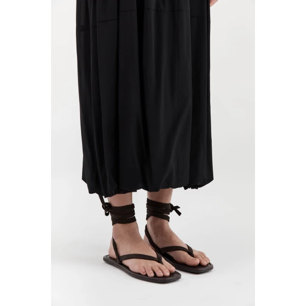 St. Agni Suede Tie Up Sandal in Coffee, view 3