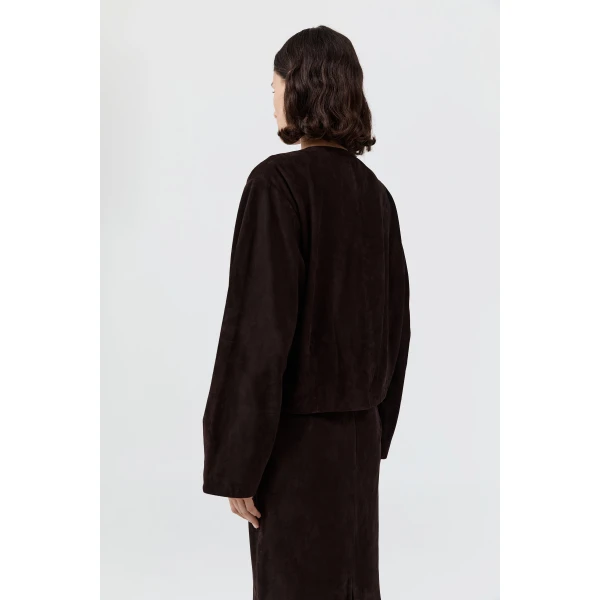 St. Agni Suede Utility Cocoon Bomber in Coffee, view 5