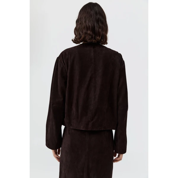 St. Agni Suede Utility Cocoon Bomber in Coffee, view 6