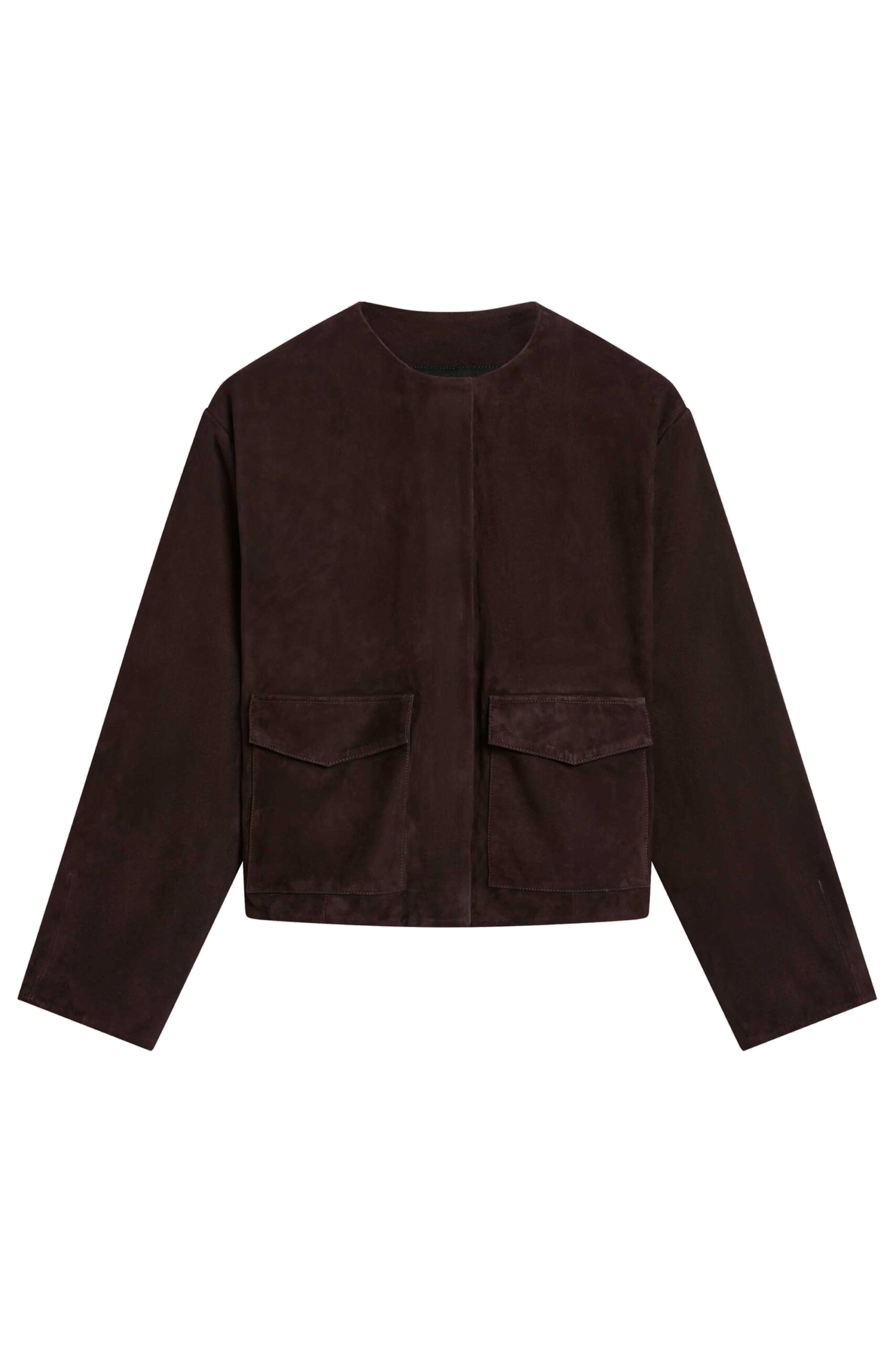 St. Agni Suede Utility Cocoon Bomber in Coffee | Jackets | Coveti St. Agni Suede Utility Cocoon Bomber in Coffee