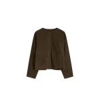St. Agni Suede Utility Cocoon Bomber in Khaki